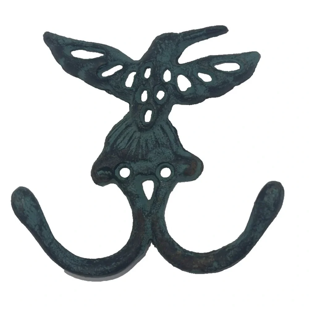 Hummingbird Wall Double Hook Cast Iron 5